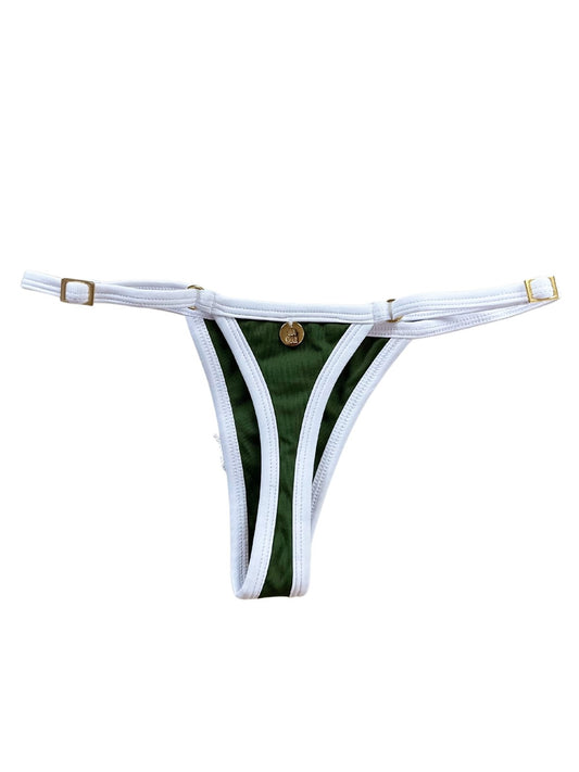 CALCINHA IPANEMA COM REGULAGEM - VERDE MILITAR + BRANCO