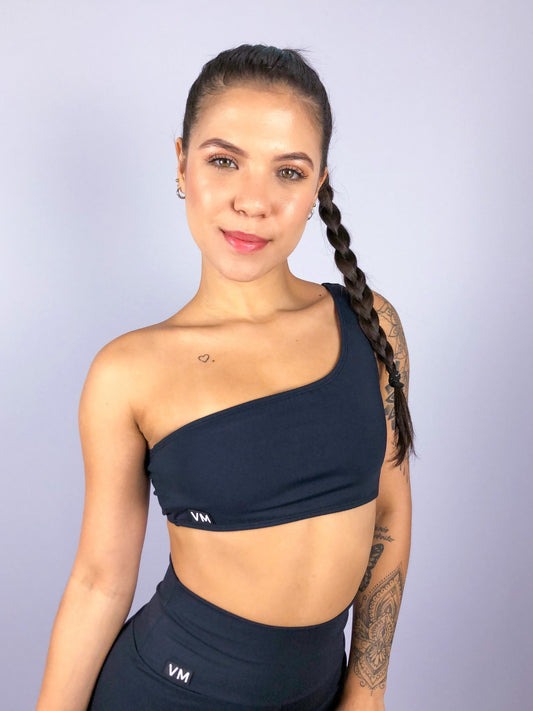 TOP OMBRO ÚNICO - PRETO