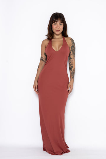 VESTIDO DECOTE - OCRE
