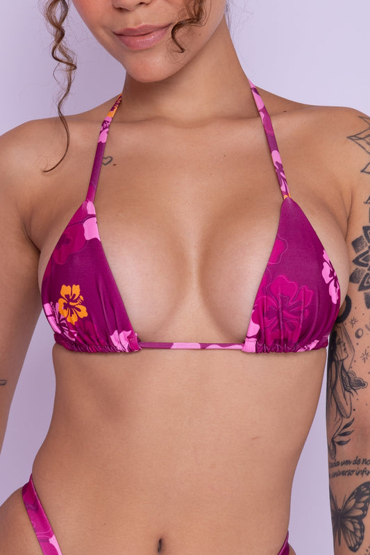 TOP CORTININHA - FLOR DE HIBISCO