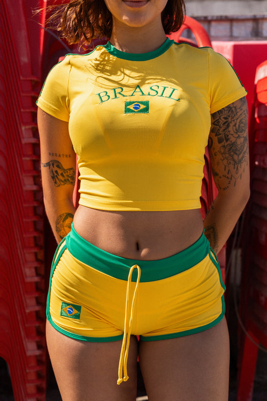 MINI SHORTS DE PRAIA - AMARELO BRASIL
