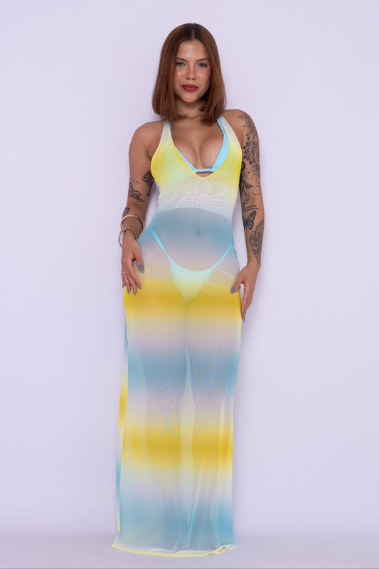 VESTIDO DECOTE EM TULE - AMALFI (PRÉ-VENDA)