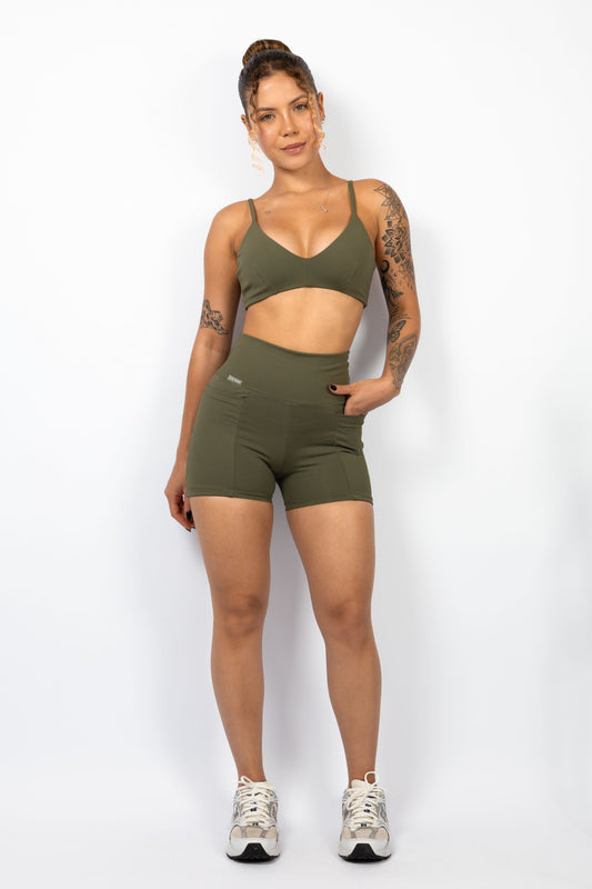 SHORTS ZIP - VERDE MILITAR